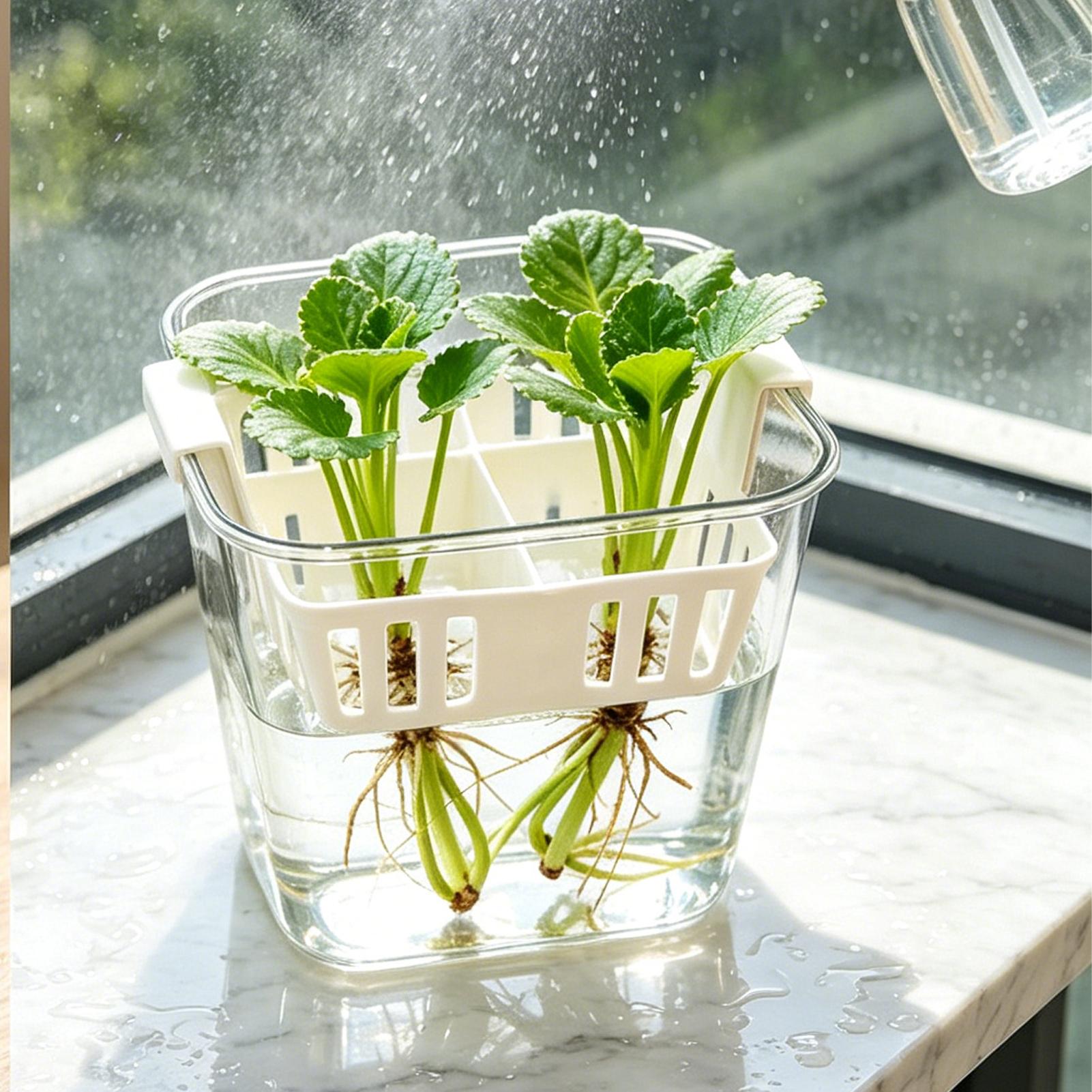 Net Pot 3 Inch - กระถางเพาะชำแบบไฮโดรโปนิกส์ 4 ช่อง ภาชนะปลูกต้นไม้แบบใส กระถางปลูกดอกทิวลิป ตะกร้าปลูกพลาสติกทรงสี่เหลี่ยม