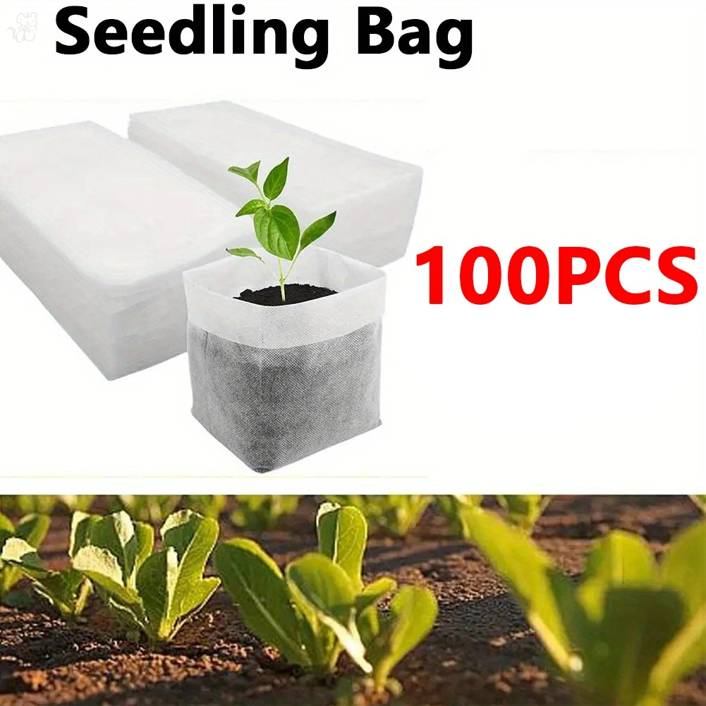 Net Pot 3 Inch - 100 ชิ้นถุงเพาะเมล็ดแบบย่อยสลายได้, ถุงปลูกพืชแบบไม่ทอ, กระถางต้นกล้าผ้า, ถุงปลูกต้นไม้, อุปกรณ์ทำสวนในบ้าน